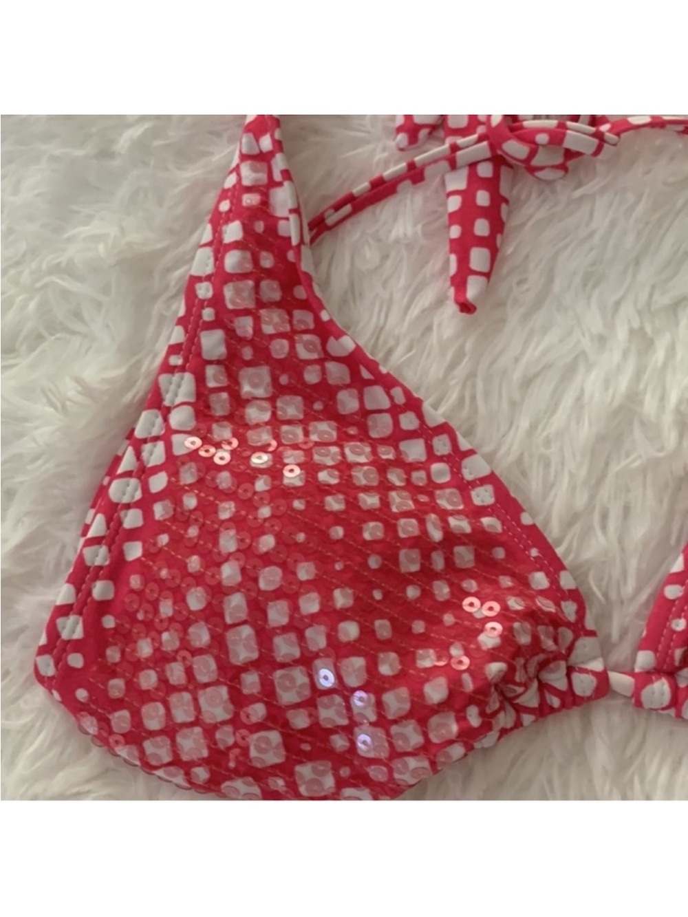 Pink Light Sequins Halter Tie Top Only - Picture 8 of 13